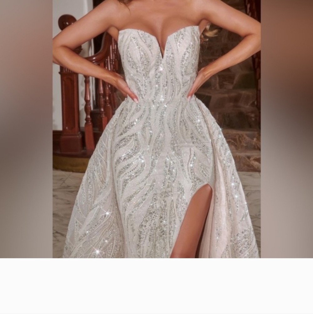 PORTIA AND SCARLETT Ivory Embellished Gown PS22017 w/Detachable Skirt - Size 12 - Picture 2 of 9
